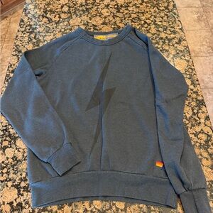 Aviator Nation Dark Gray/ Light Black Lightning Bolt Crewneck Sweatshirt